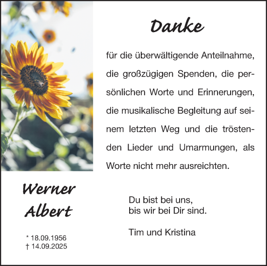 Traueranzeige von Werner Albert von Fürther Nachrichten Lokal