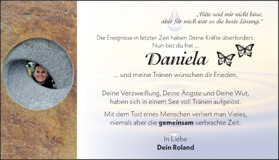 Traueranzeige von Daniela Taschner von Roth-Hilpoltsteiner Volkszeitung Lokal