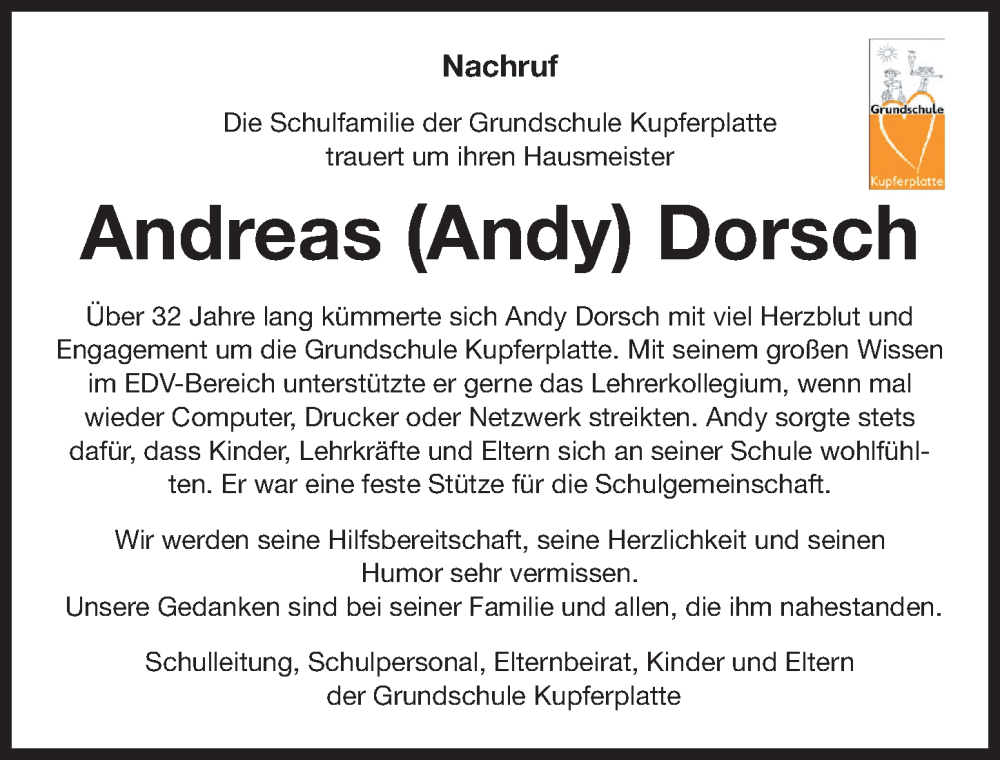  Traueranzeige für Andreas Dorsch vom 11.11.2025 aus Roth-Hilpoltsteiner Volkszeitung Lokal