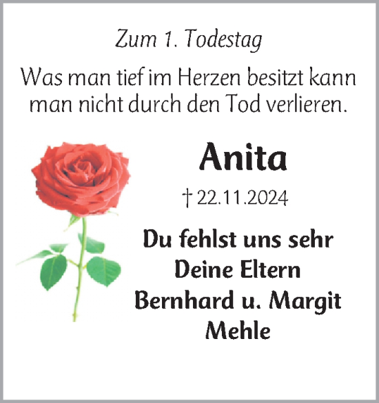 Traueranzeige von Anita Choniuk von Gesamtausgabe Nürnberger Nachrichten/ Nürnberger Ztg.