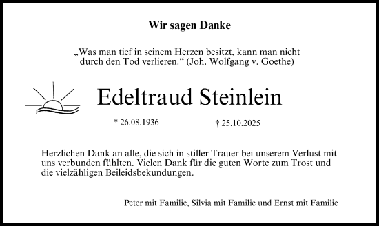 Traueranzeige von Edeltraud Steinlein von Nordbayerische Nachrichten Forchheim Lokal