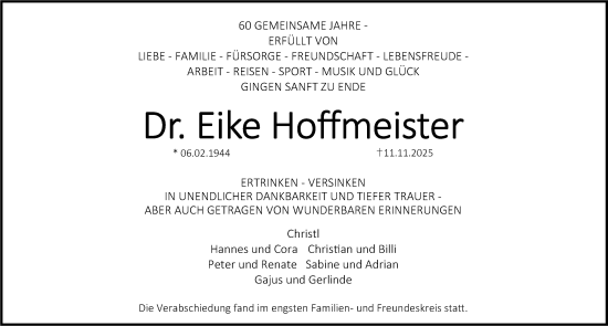 Traueranzeige von Eike Hoffmeister von Nordbayerische Nachrichten Forchheim Lokal