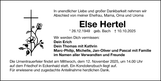 Traueranzeige von Else Hertel von Gesamtausgabe Nürnberger Nachrichten/ Nürnberger Ztg.