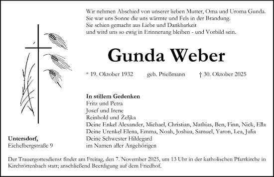 Traueranzeige von Gunda Weber von Erlanger Nachrichten Lokal