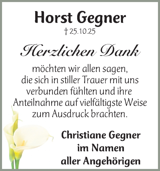 Traueranzeige von Horst Gegner von Fürther Nachrichten Lokal