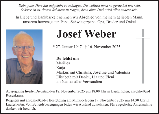 Traueranzeige von Josef Weber von Neumarkter Nachrichten Lokal