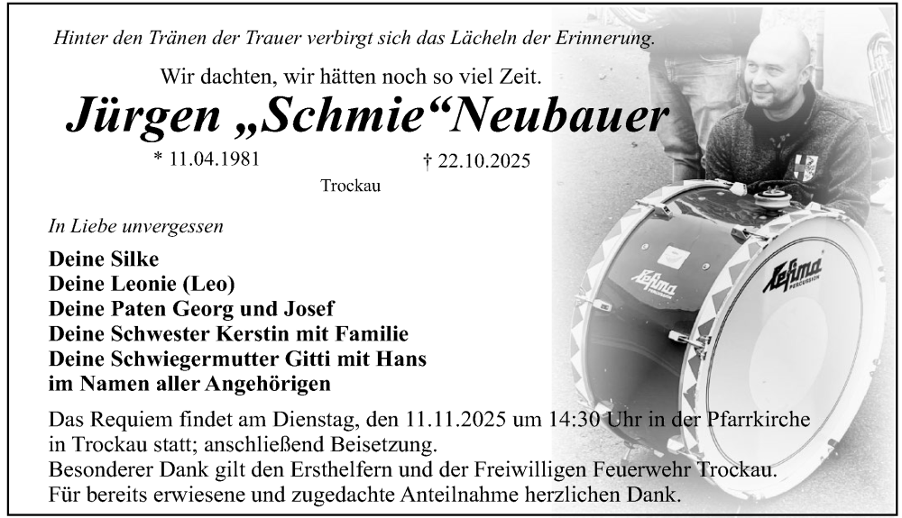 Traueranzeige für Jürgen Neubauer vom 08.11.2025 aus Nordbayerische Nachrichten Pegnitz Lokal