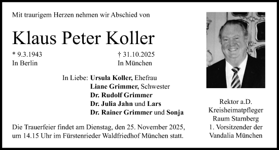 Traueranzeige von Klaus Peter Koller von Erlanger Nachrichten Lokal