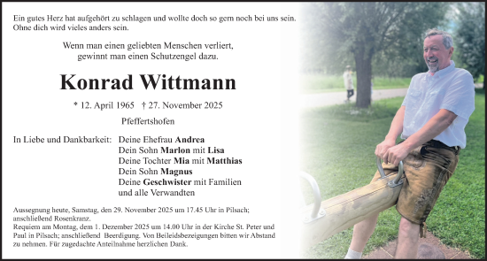 Traueranzeige von Konrad Wittmann von Neumarkter Nachrichten Lokal