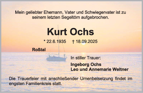 Traueranzeige von Kurt Ochs von Fürther Nachrichten Lokal