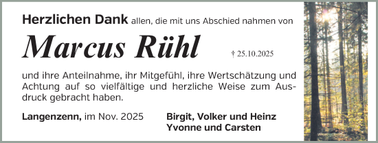 Traueranzeige von Marcus Rühl von Fürther Nachrichten Lokal