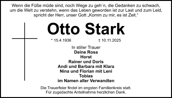 Traueranzeige von Otto Stark von Erlanger Nachrichten Lokal