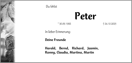 Traueranzeige von Peter  von Roth-Hilpoltsteiner Volkszeitung Lokal