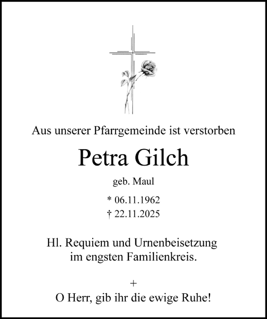 Traueranzeige von Petra Gilch von Altmühl-Bote Lokal