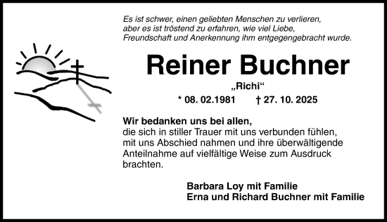Traueranzeige von Reiner Buchner von Altmühl-Bote Lokal