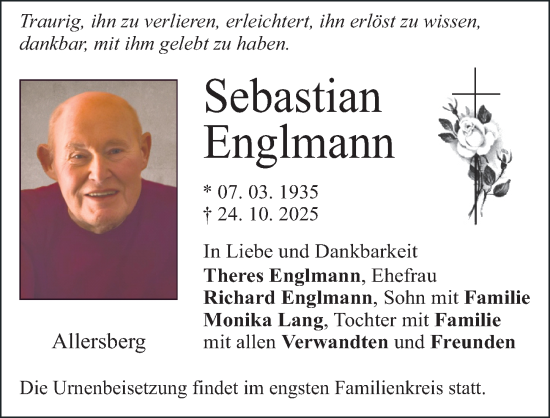Traueranzeige von Sebastian Englmann von Roth-Hilpoltsteiner Volkszeitung Lokal