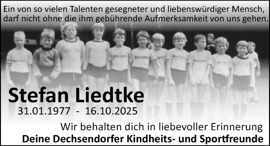 Traueranzeige von Stefan Liedtke von Erlanger Nachrichten Lokal