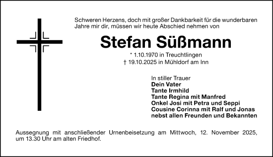 Traueranzeige von Stefan Süßmann von Altmühl-Bote Lokal