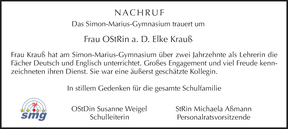  Traueranzeige für Elke Krauß vom 13.12.2025 aus Altmühl-Bote Lokal