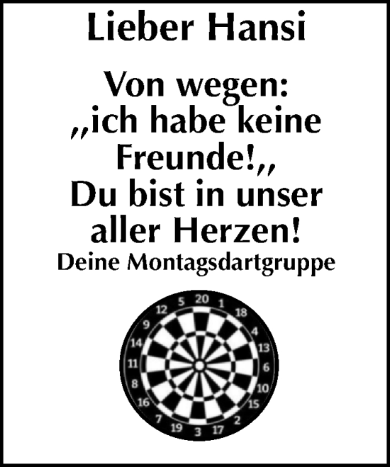 Traueranzeige von Hansi  von Erlanger Nachrichten Lokal