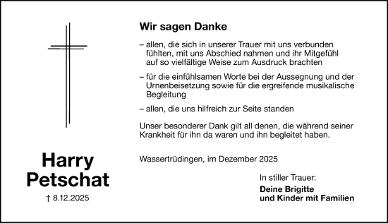 Traueranzeige von Harry Petschat von Altmühl-Bote Lokal