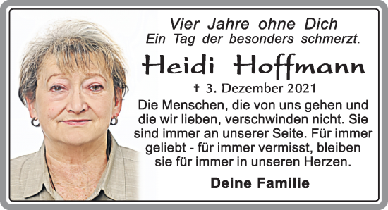 Traueranzeige von Heidi Hoffmann von Roth-Hilpoltsteiner Volkszeitung Lokal