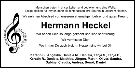 Traueranzeige von Hermann Heckel von Nordbayerische Nachrichten Pegnitz Lokal