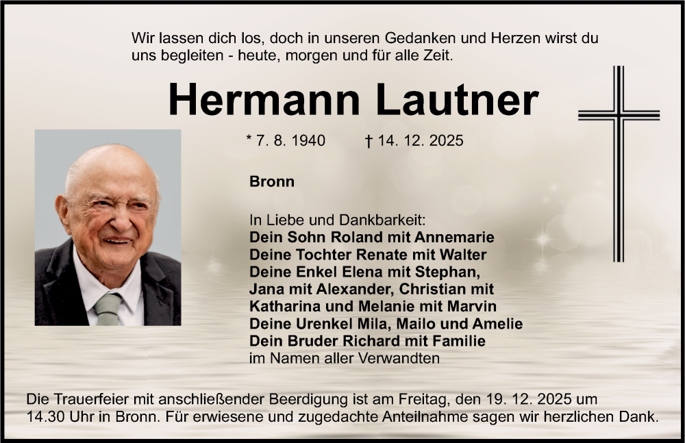  Traueranzeige für Hermann Lautner vom 17.12.2025 aus Nordbayerische Nachrichten Pegnitz Lokal