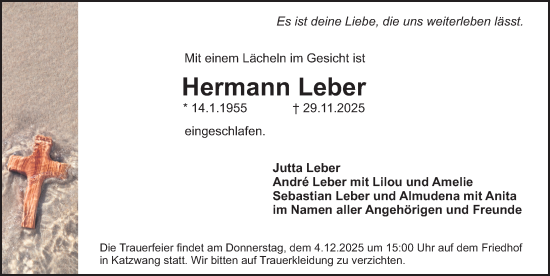 Traueranzeige von Hermann Leber von Gesamtausgabe Nürnberger Nachrichten/ Nürnberger Ztg.