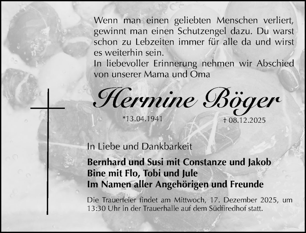  Traueranzeige für Hermine Böger vom 13.12.2025 aus Gesamtausgabe Nürnberger Nachrichten/ Nürnberger Ztg.