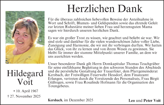 Traueranzeige von Hildegard Voit von Nordbayerische Nachrichten Forchheim Lokal