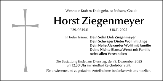 Traueranzeige von Horst Ziegenmeyer von HST,G