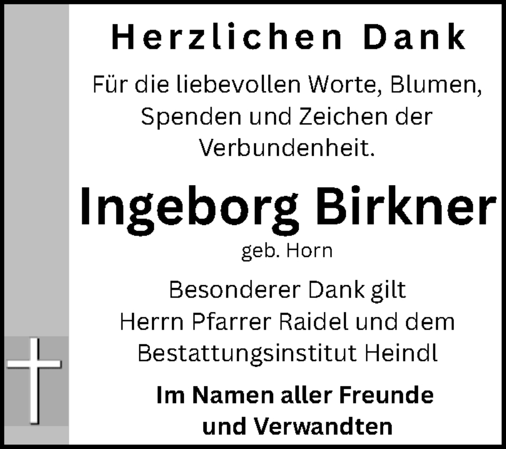  Traueranzeige für Ingeborg Birkner vom 06.12.2025 aus Fürther Nachrichten Lokal
