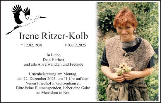Traueranzeige von Irene Ritzer-Kolb von Gesamtausgabe Nürnberger Nachrichten/ Nürnberger Ztg.