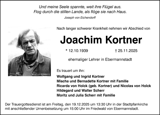 Traueranzeige von Joachim Kortner von Nordbayerische Nachrichten Forchheim Lokal