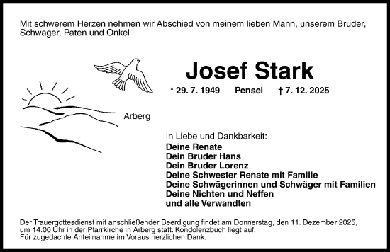 Traueranzeige von Josef Stark von Altmühl-Bote Lokal