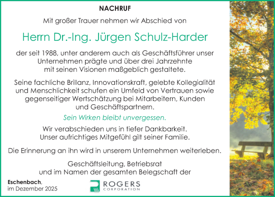 Traueranzeige von Jürgen Schulz-Harder von Nordbayerische Nachrichten Pegnitz Lokal