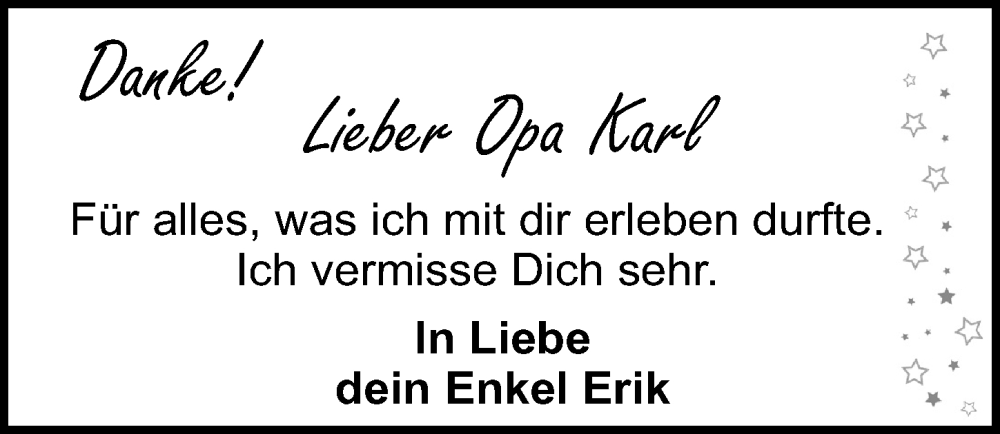  Traueranzeige für Karl  vom 20.12.2025 aus Roth-Hilpoltsteiner Volkszeitung Lokal