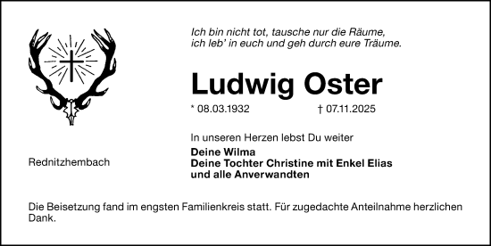 Traueranzeige von Ludwig Oster von Schwabacher Tagblatt Lokal