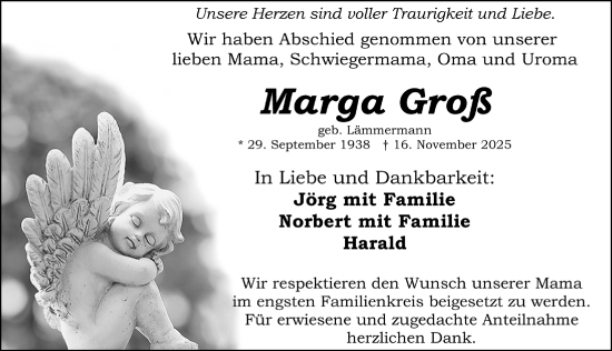 Traueranzeige von Marga Groß von Schwabacher Tagblatt Lokal