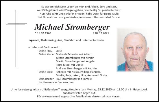 Traueranzeige von Michael Stromberger von Roth-Hilpoltsteiner Volkszeitung Lokal