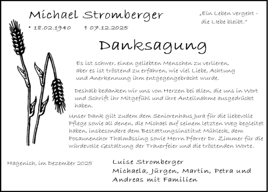 Traueranzeige von Michael Stromberger von Roth-Hilpoltsteiner Volkszeitung Lokal