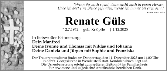 Traueranzeige von Renate Güls von HST,G