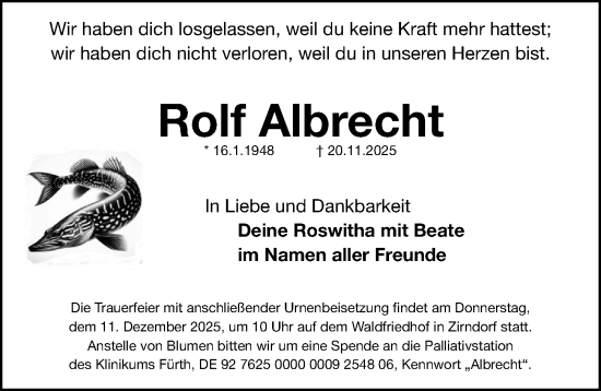 Traueranzeige von Rolf Albrecht von Fürther Nachrichten Lokal