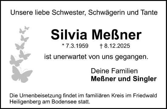 Traueranzeige von Silvia Meßner von Gesamtausgabe Nürnberger Nachrichten/ Nürnberger Ztg.