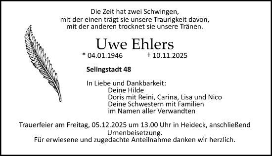 Traueranzeige von Uwe Ehlers von Roth-Hilpoltsteiner Volkszeitung Lokal