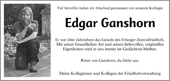 Traueranzeige von Edgar Ganshorn von Erlanger Nachrichten Lokal