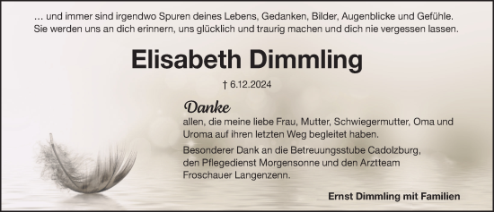 Traueranzeige von Elisabeth Dimmling von Fürther Nachrichten Lokal