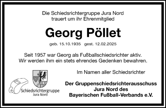 Traueranzeige von Georg Pöllet von Roth-Hilpoltsteiner Volkszeitung/ Schwabach