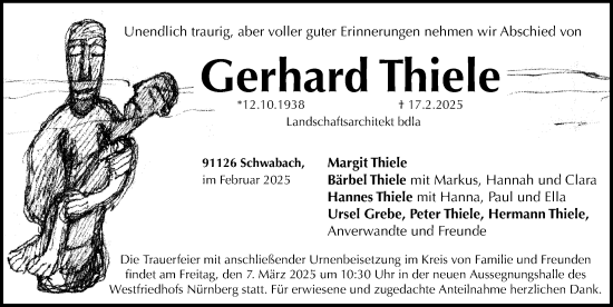 Traueranzeige von Gerhard Thiele von Gesamtausgabe Nürnberger Nachrichten/ Nürnberger Ztg.
